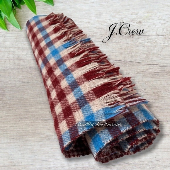 J.Crew double faced plaid/houndstooth wool fringe scarf *shop@iamwarrior - Picture 5 of 10